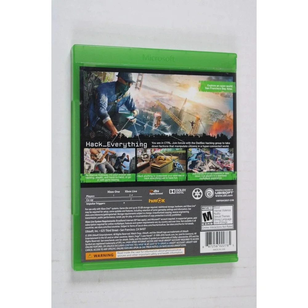 Watch Dogs 2 (Microsoft Xbox One) Authentic, tested/works